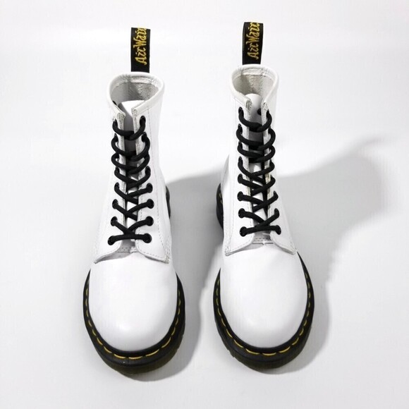 Dr. Martens 1460 Smooth Leather Platform High Top Boots 6 White 90s Grunge Y2k - Picture 7 of 10